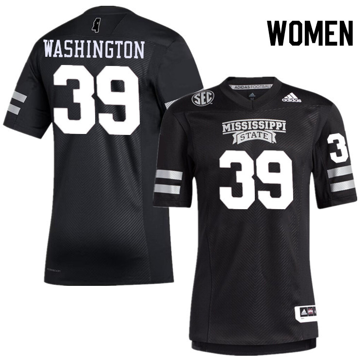 Women #39 Josh Washington Mississippi State Bulldogs College Football Jerseys Stitched-Black